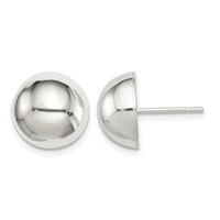 Sterling Silver Polished 12mm Button Earrings view 1