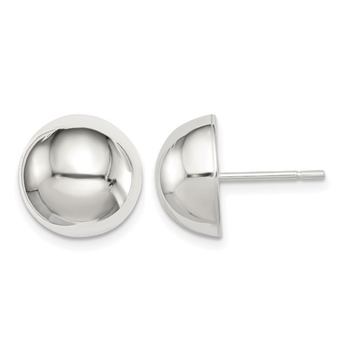 Sterling Silver Polished 12mm Button Earrings