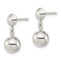 Sterling Silver 8mm Dangle Ball Post Earrings view 2