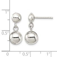 Sterling Silver 8mm Dangle Ball Post Earrings view 4