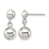 Sterling Silver 8mm Dangle Ball Post Earrings view 1