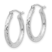 Sterling Silver Rhodium-plated 2.5mm Diamond-cut Hoop Earrings view 2