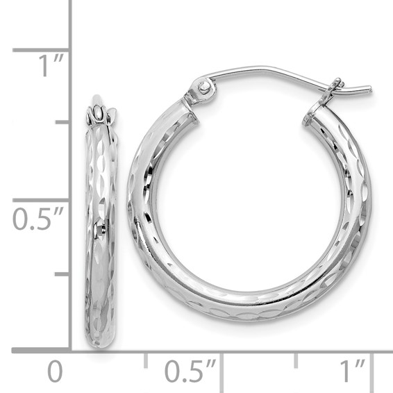 Sterling Silver 2.25mm Diamond-cut Hoop Earrings