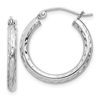 Sterling Silver 2.25mm Diamond-cut Hoop Earrings