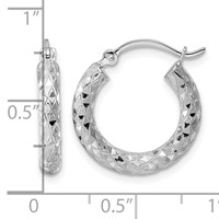Sterling Silver Rhodium-plated 3.00mm Diamond-cut Hoop Earrings view 5