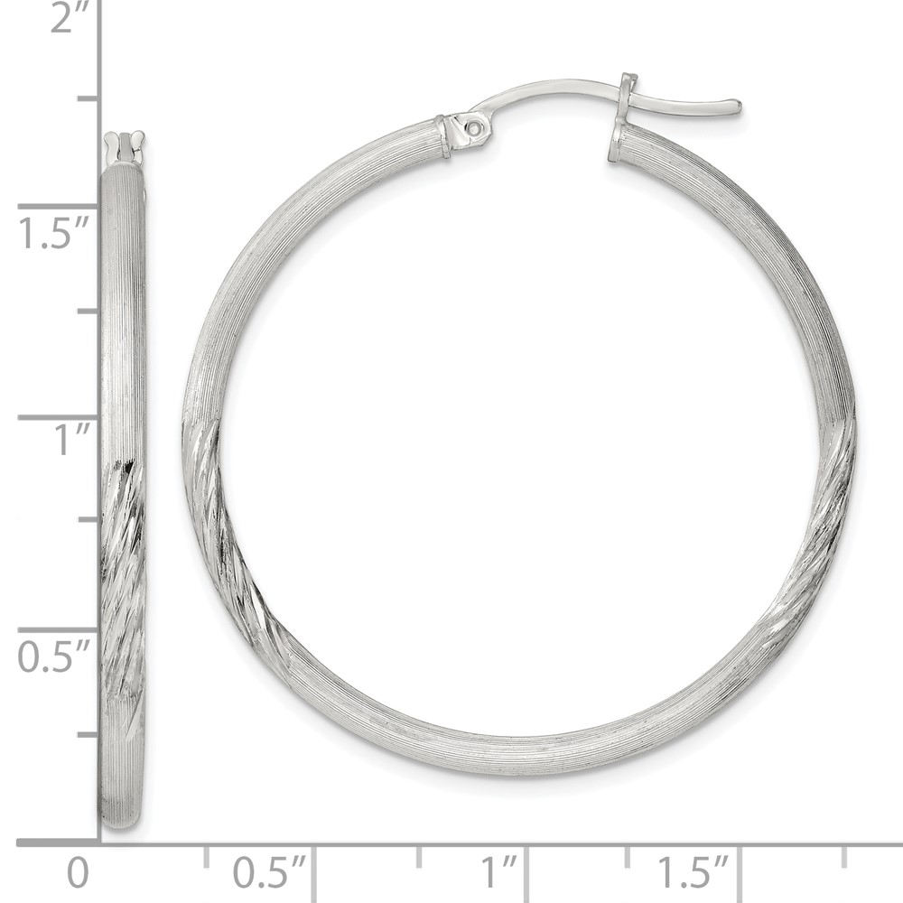 Sterling Silver 2.5mm Polished/Satin D/C Hoop Earrings (QE3553SP)