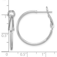 Sterling Silver Rhodium-plated 1.5mm Omega Back Round Hoop Earrings view 4