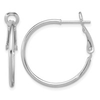 Sterling Silver Rhodium-plated 1.5mm Omega Back Round Hoop Earrings view 1