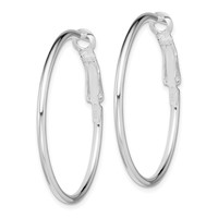 Sterling Silver Rhodium-plated 1.8mm Omega Back Round Hoop Earrings view 2