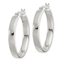 Sterling Silver Polished 4.75mm Oval Hoop Earrings view 2