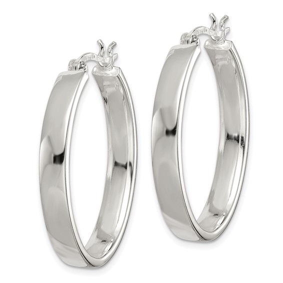 Sterling Silver Polished 4.75mm Oval Hoop Earrings