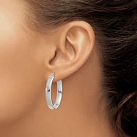 Sterling Silver Polished 4.75mm Oval Hoop Earrings view 3