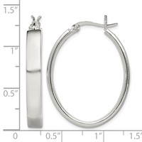 Sterling Silver Polished 4.75mm Oval Hoop Earrings view 4
