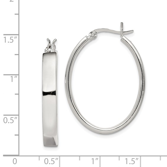 Sterling Silver Polished 4.75mm Oval Hoop Earrings
