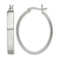 Sterling Silver Polished 4.75mm Oval Hoop Earrings view 1