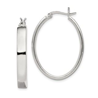 Sterling Silver Polished 4.75mm Oval Hoop Earrings
