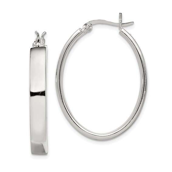 Sterling Silver Polished 4.75mm Oval Hoop Earrings