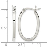 Sterling Silver 2.00mm Square Tube Oval Hoop Earrings view 4