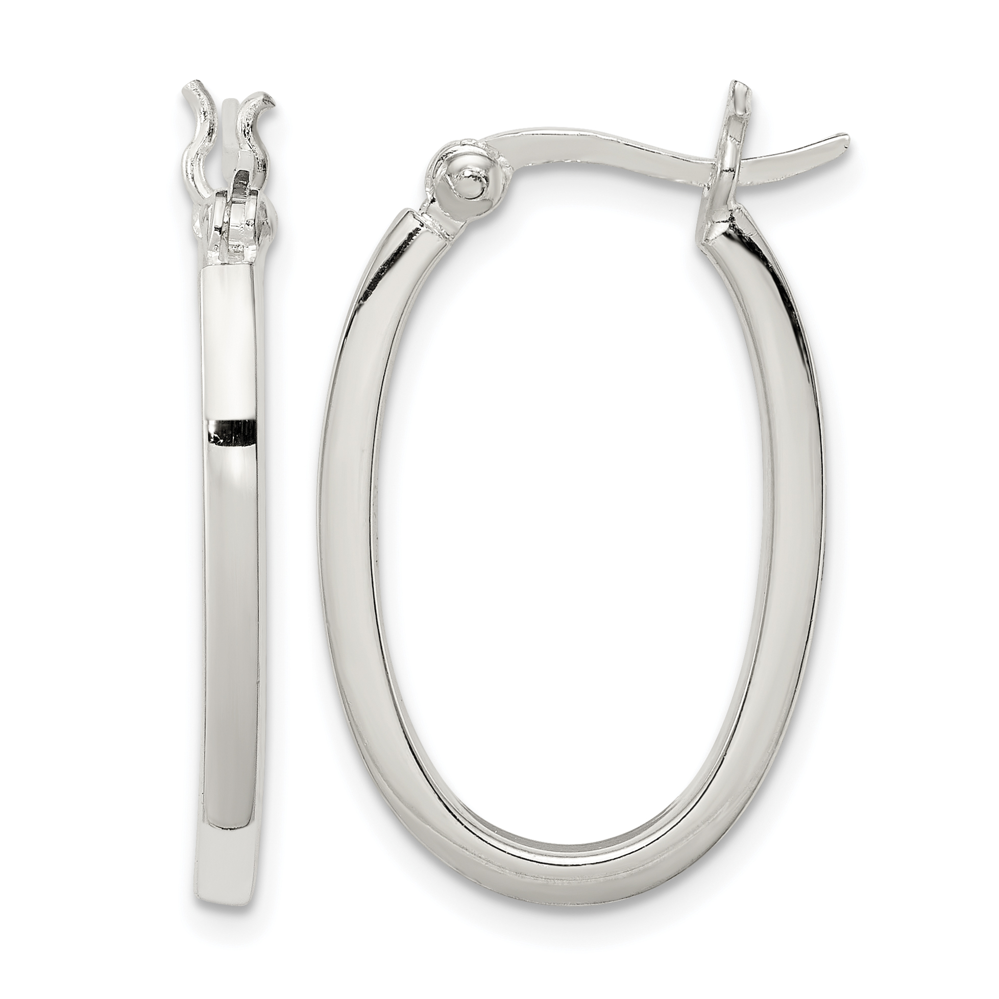 Sterling Silver 2.00mm Square Tube Oval Hoop Earrings (QE3683)