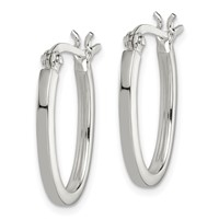 Sterling Silver 2.00mm Square Tube Oval Hoop Earrings view 2