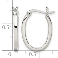 Sterling Silver 2.00mm Square Tube Oval Hoop Earrings view 4