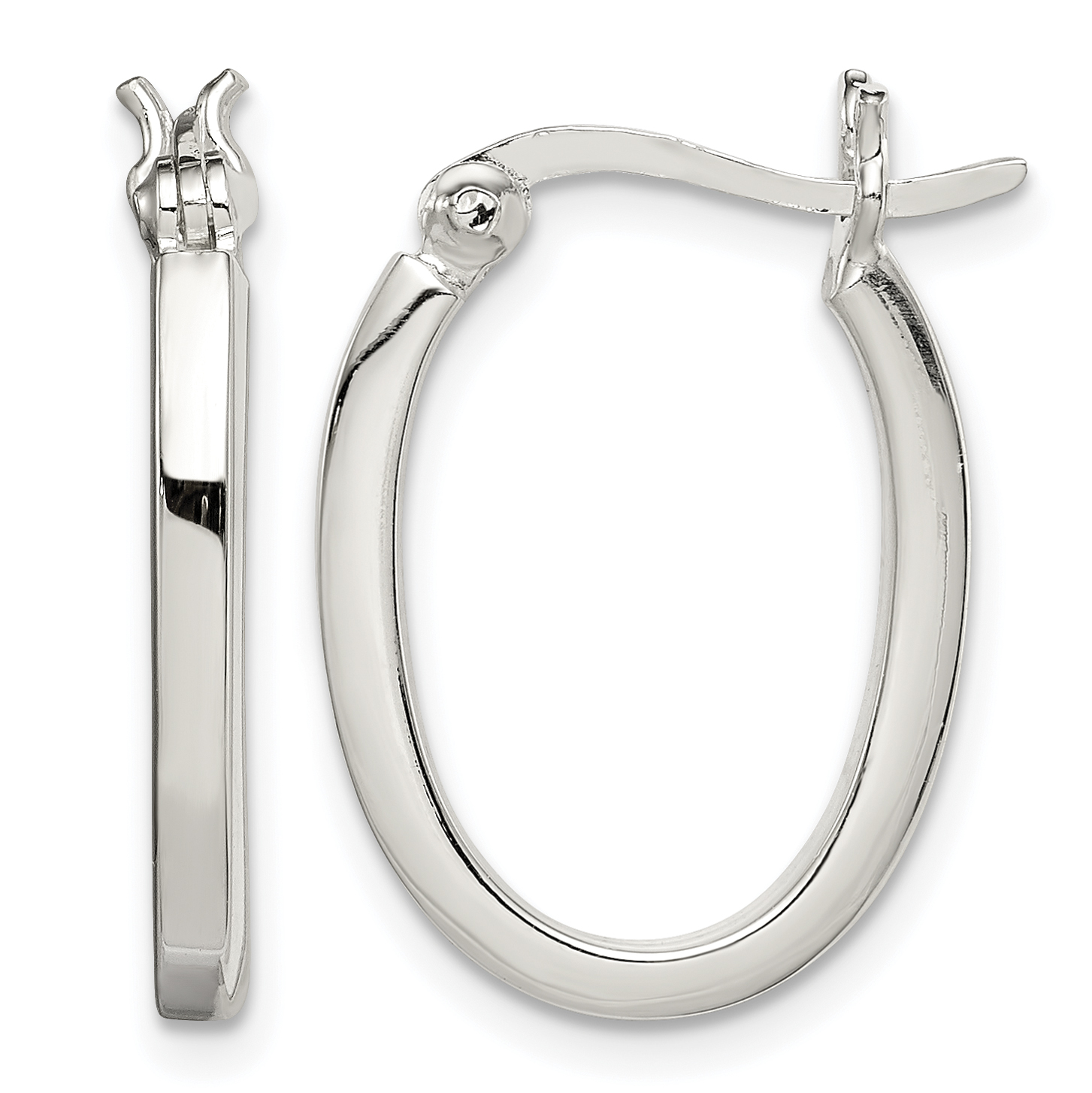 Sterling Silver 2.00mm Square Tube Oval Hoop Earrings (QE3684)