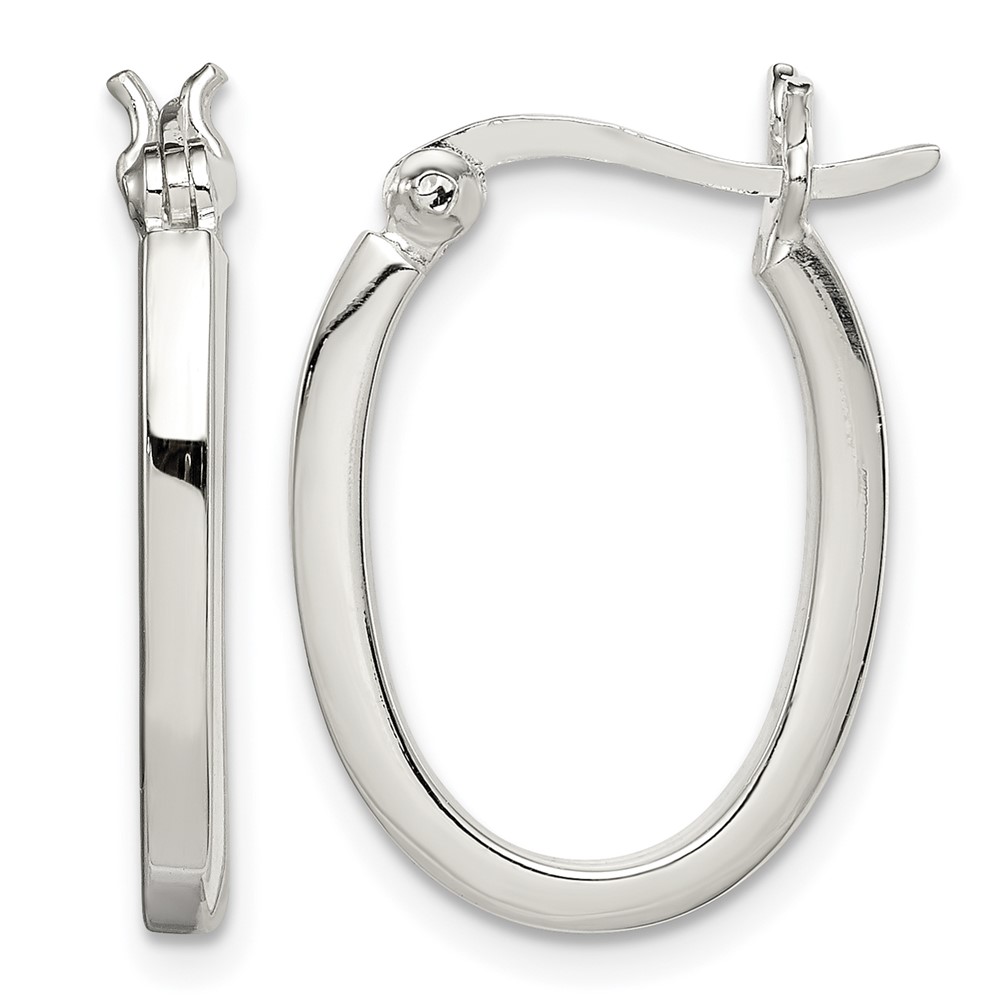 Sterling Silver 2.00mm Square Tube Oval Hoop Earrings (QE3684)
