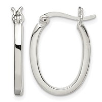 Sterling Silver 2.00mm Square Tube Oval Hoop Earrings view 1