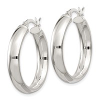 Sterling Silver 5x25mm Hoop Earrings view 2