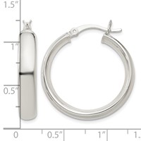 Sterling Silver 5x25mm Hoop Earrings view 4