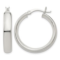 Sterling Silver 5x25mm Hoop Earrings view 1