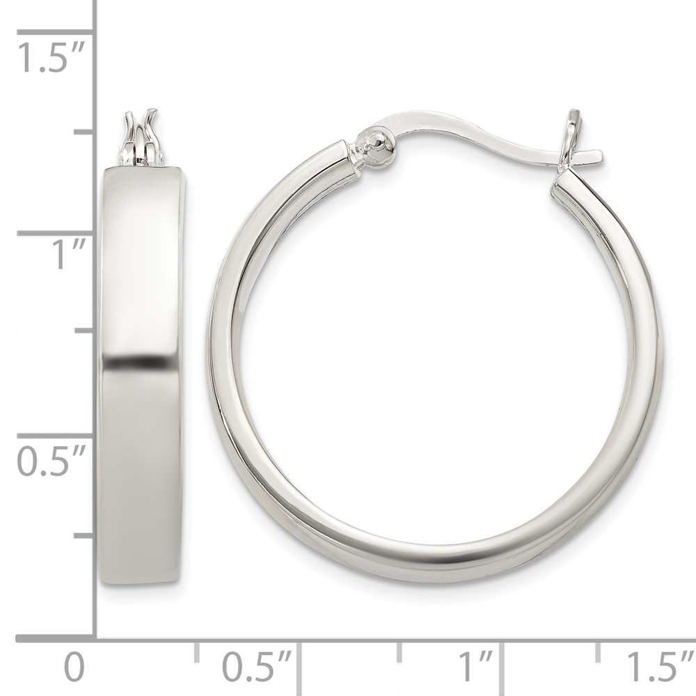Sterling Silver 5x27mm Hoop Earrings (QE3689)