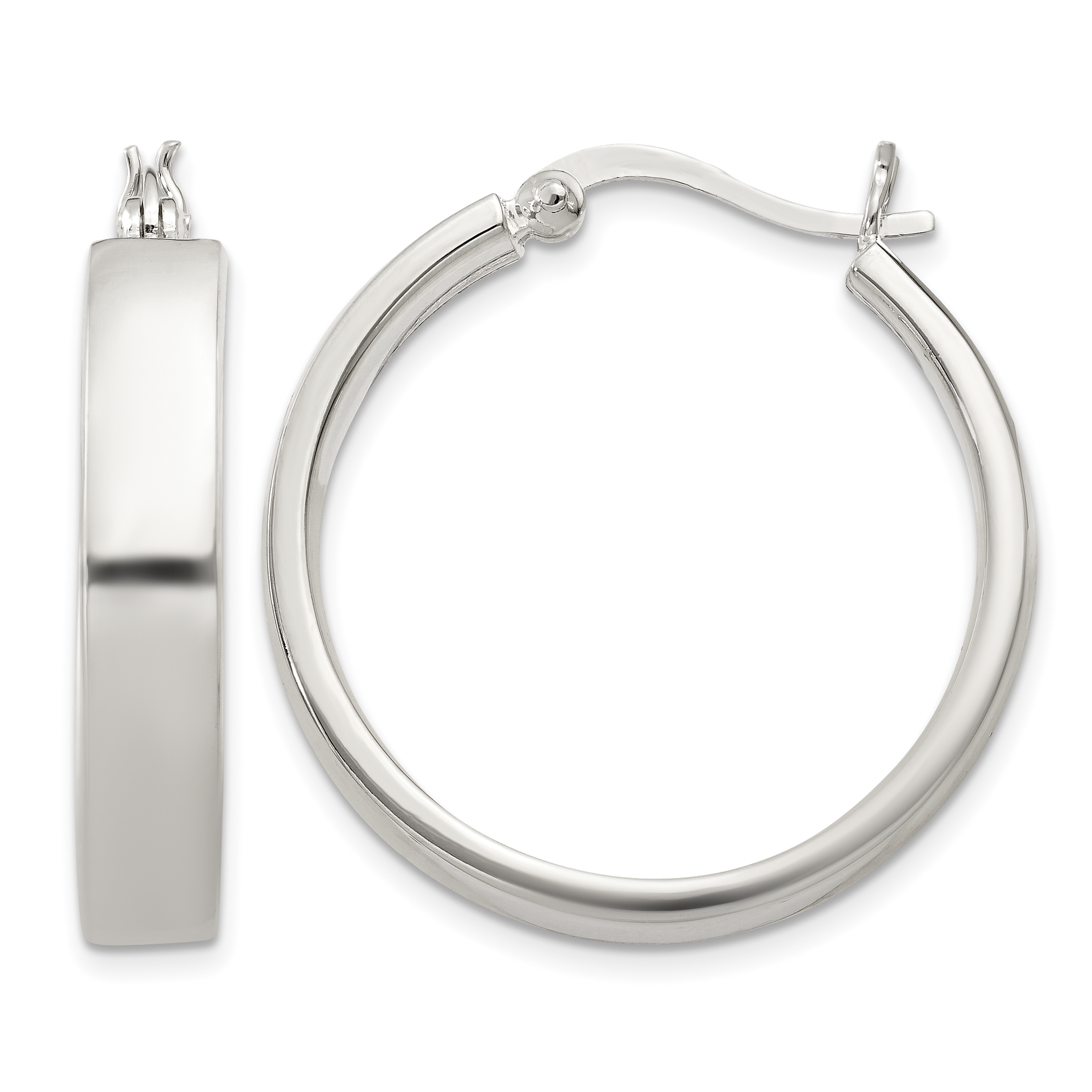 Sterling Silver 5x27mm Hoop Earrings (QE3689)