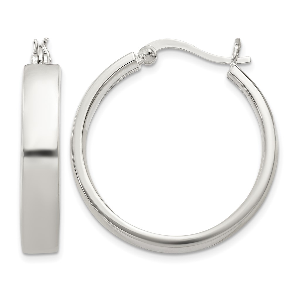 Sterling Silver 5x27mm Hoop Earrings (QE3689)
