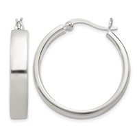 Sterling Silver 5x27mm Hoop Earrings view 1