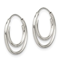 Sterling Silver Double Endless Hoop Earrings view 2