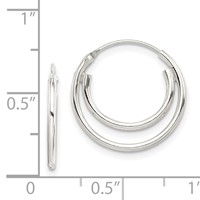 Sterling Silver Double Endless Hoop Earrings view 4