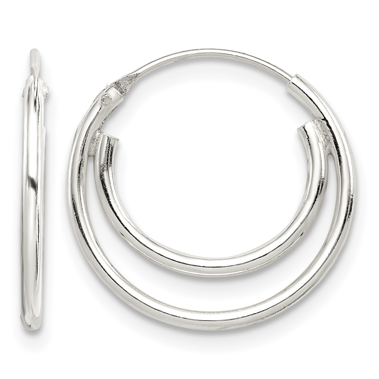 Sterling Silver Double Endless Hoop Earrings (QE3718)