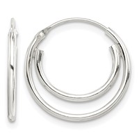 Sterling Silver Double Endless Hoop Earrings view 1