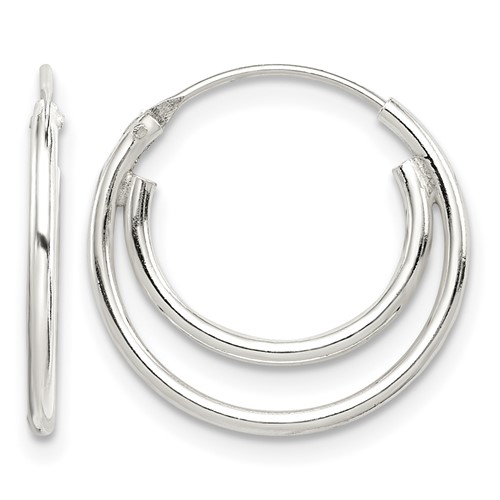 Sterling Silver Double Endless Hoop Earrings