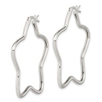 Sterling Silver Rhodium-Plated 2mm Star Hoop Earrings view 2
