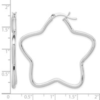 Sterling Silver Rhodium-Plated 2mm Star Hoop Earrings view 4