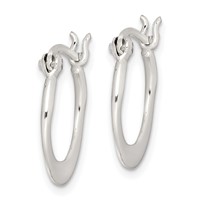 Sterling Silver Polished Tapered Round Hoop Earrings view 2