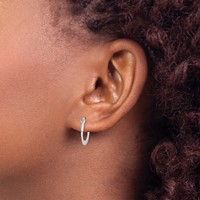 Sterling Silver Polished Tapered Round Hoop Earrings view 3