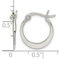 Sterling Silver Polished Tapered Round Hoop Earrings view 4