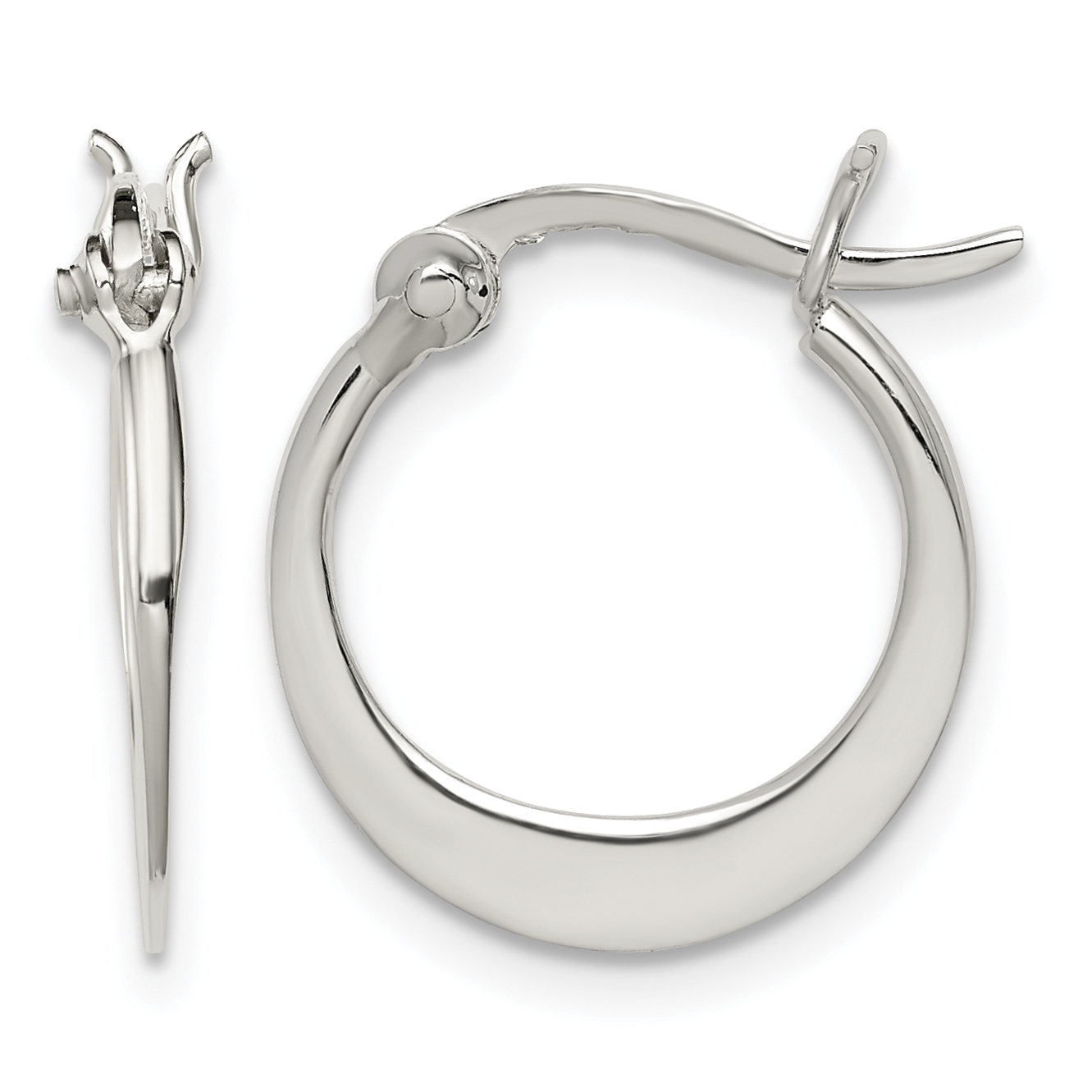 Sterling Silver Polished Tapered Round Hoop Earrings (QE3735)