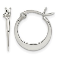 Sterling Silver Polished Tapered Round Hoop Earrings view 1