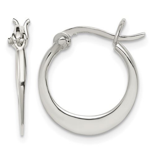 Sterling Silver Polished Tapered Round Hoop Earrings