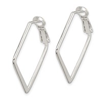 Sterling Silver Rhodium-plated Square Hoop Earrings view 2