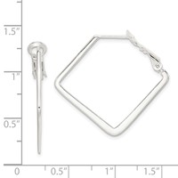 Sterling Silver Rhodium-plated Square Hoop Earrings view 4